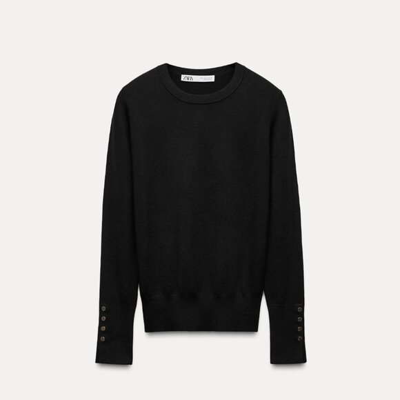 ZARA Basic Knit Sweater Black - Picture 1 of 3